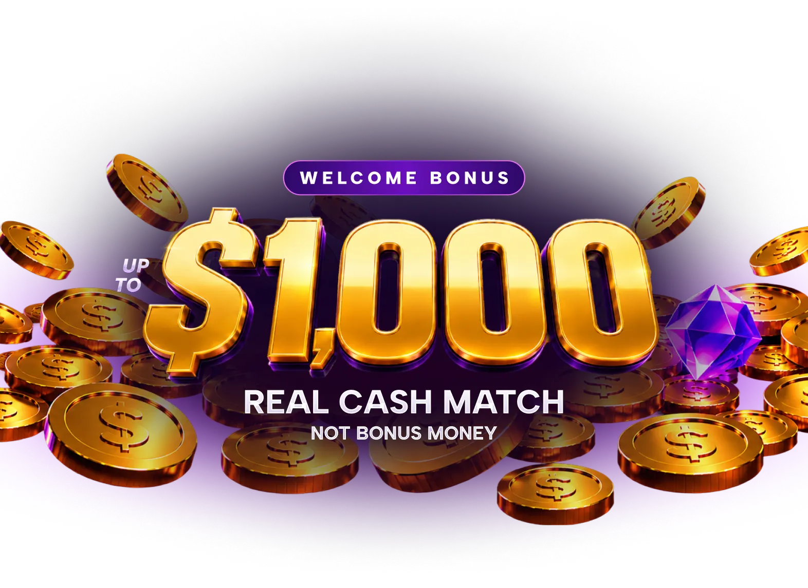 Welcome bonus up to $1,000 in real cash